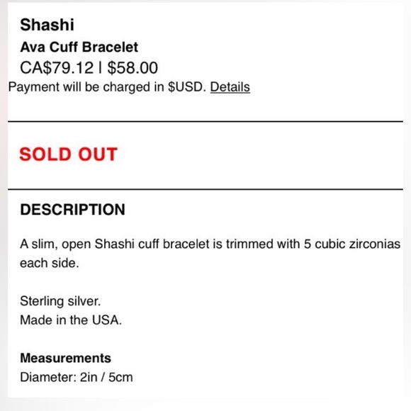 Shashi Sterling Silver Ava Cuff Bracelet - Picture 2 of 2